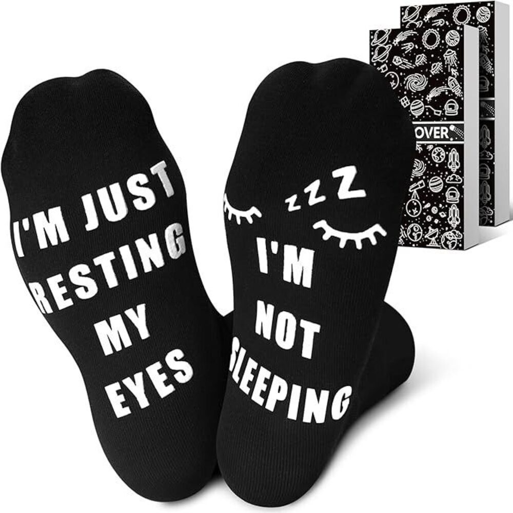 URECOVER Novelty Socks in Gift Box Men’s I'M NOT SLEEPING I'M RESTING MY EYES